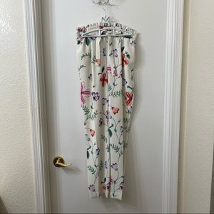 Express High Waist Floral Paperbag Pants Ankle